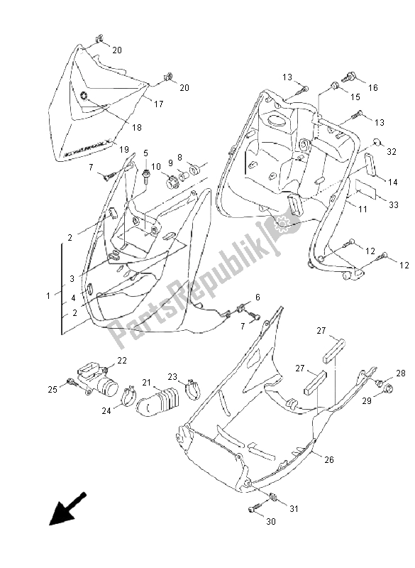 Toutes les pièces pour le Bouclier De Jambe du Yamaha NXC 125 Cygnus X 2009