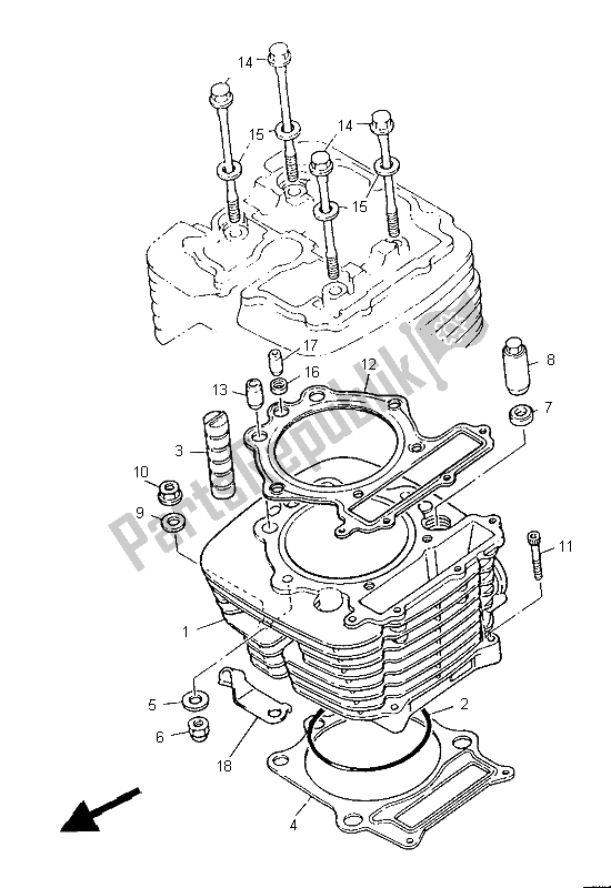 Toutes les pièces pour le Cylindre du Yamaha XT 600E 1996