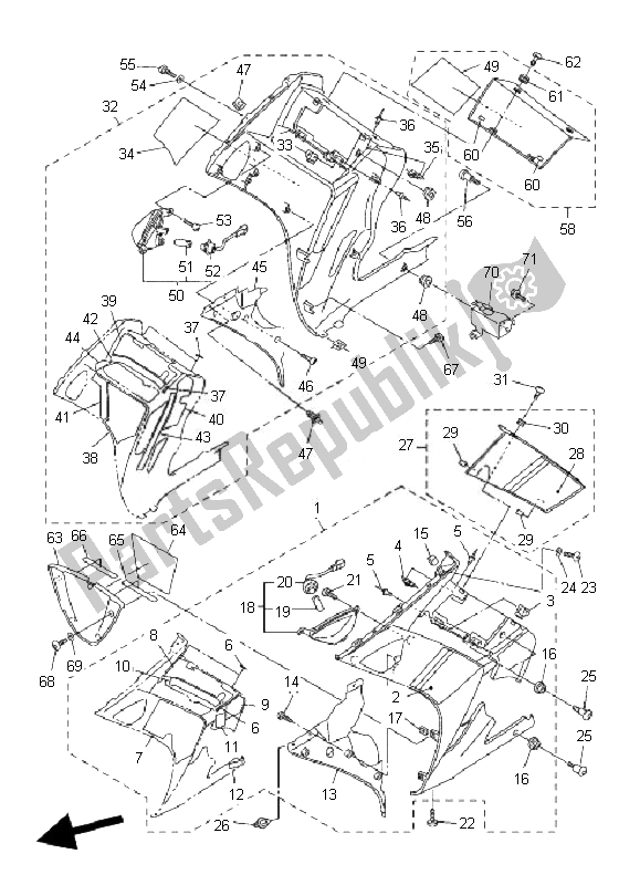 Toutes les pièces pour le Capot 2 du Yamaha FJR 1300A 2007