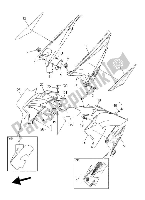 All parts for the Side Cover of the Yamaha WR 250X 2011
