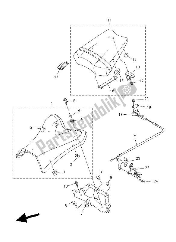 Tutte le parti per il Posto A Sedere del Yamaha FZ8 N 800 2012