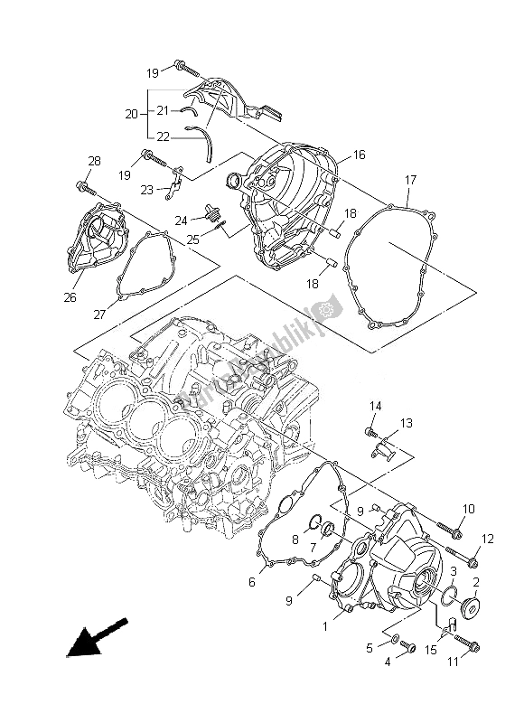 Toutes les pièces pour le Couvercle De Carter 1 du Yamaha MT 09 900 2014