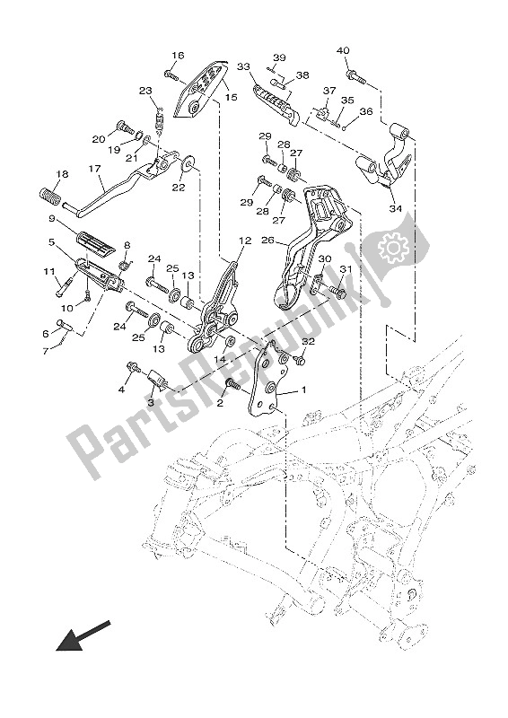Alle onderdelen voor de Standaard & Voetensteun 2 van de Yamaha XSR 700 2016