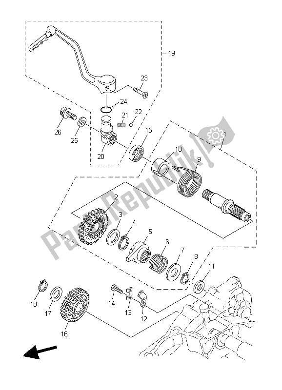 All parts for the Starter of the Yamaha YZ 250F 2006