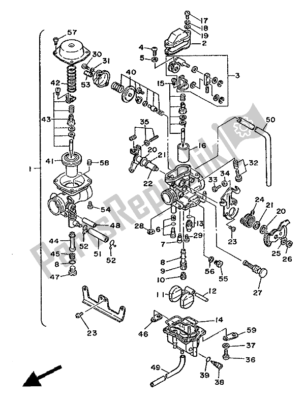 Todas las partes para Carburador de Yamaha XT 350 1986