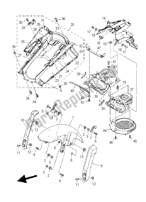 All parts for the Fender of the Yamaha MT 01S 1670 2009