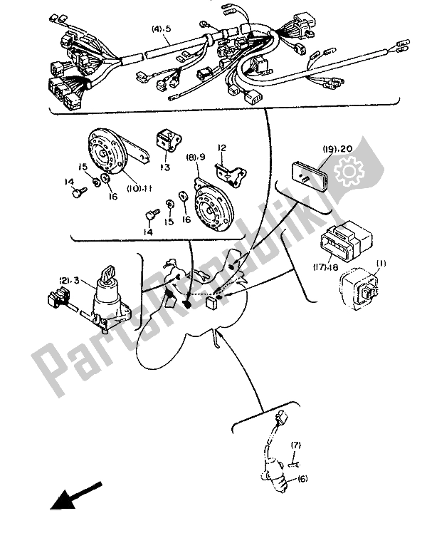 All parts for the Alternate (electrical) of the Yamaha XV 1000 Virago 1986