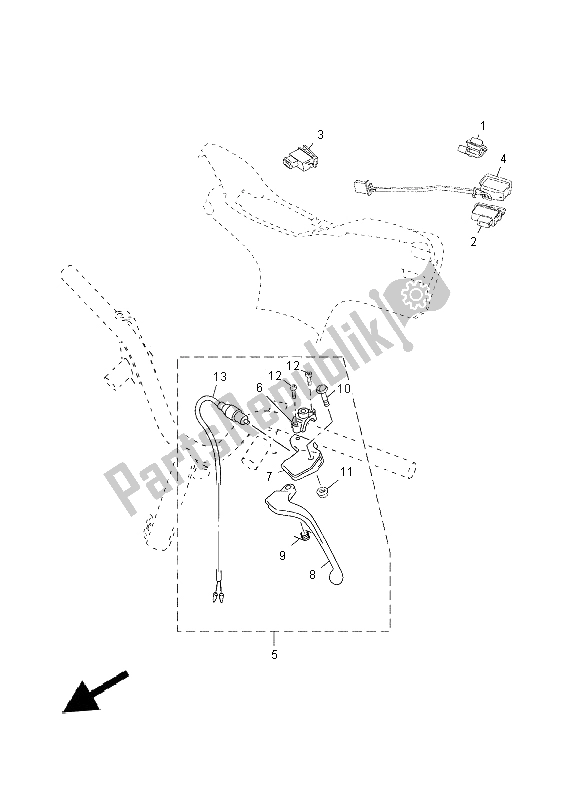 All parts for the Handle Switch & Lever of the Yamaha YN 50F 2014