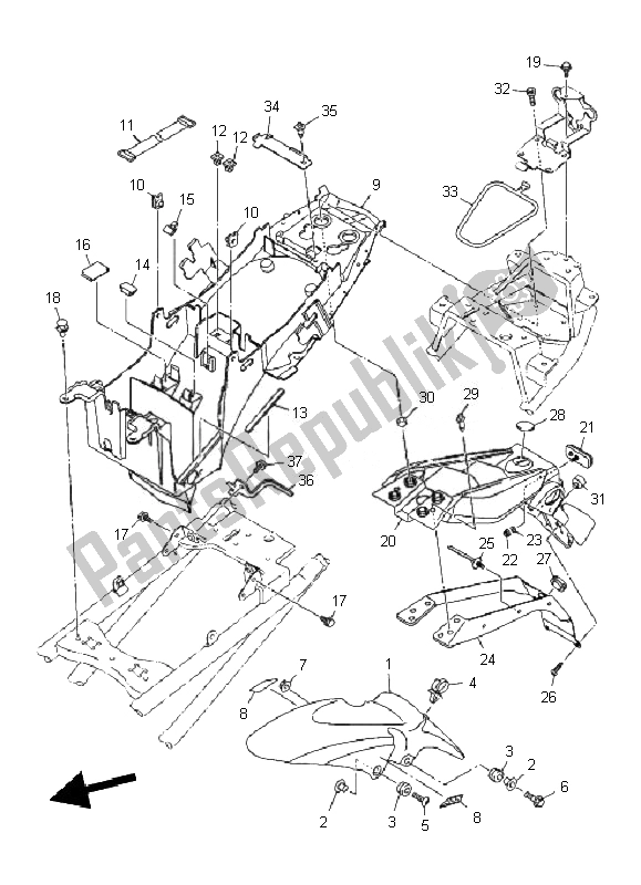 Tutte le parti per il Parafango del Yamaha XJ6 NA 600 2010