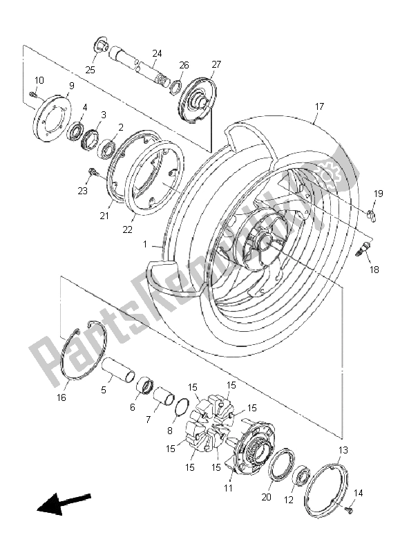 Todas las partes para Rueda Trasera de Yamaha VMX 17 1700 2011