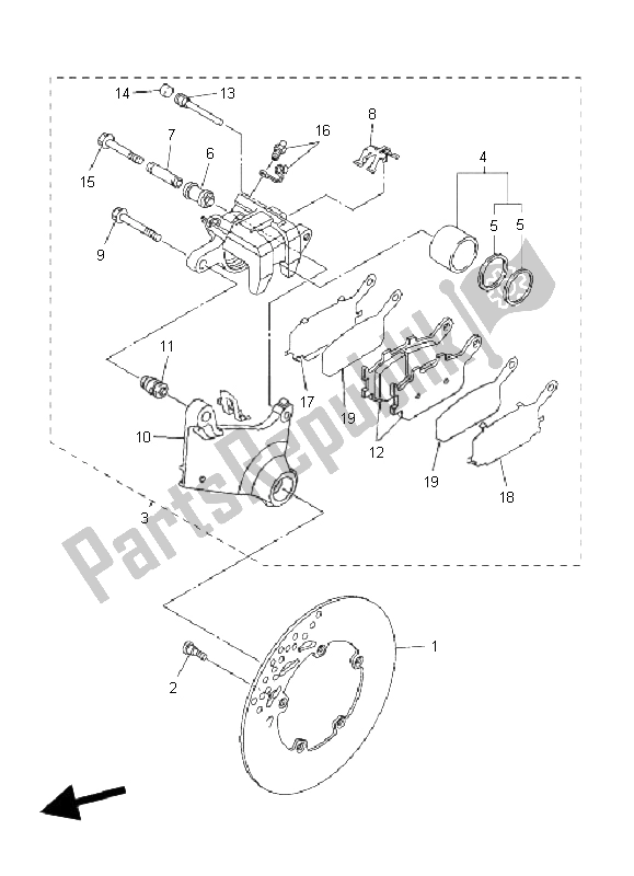 All parts for the Rear Brake Caliper of the Yamaha FZ6 NHG 600 2008