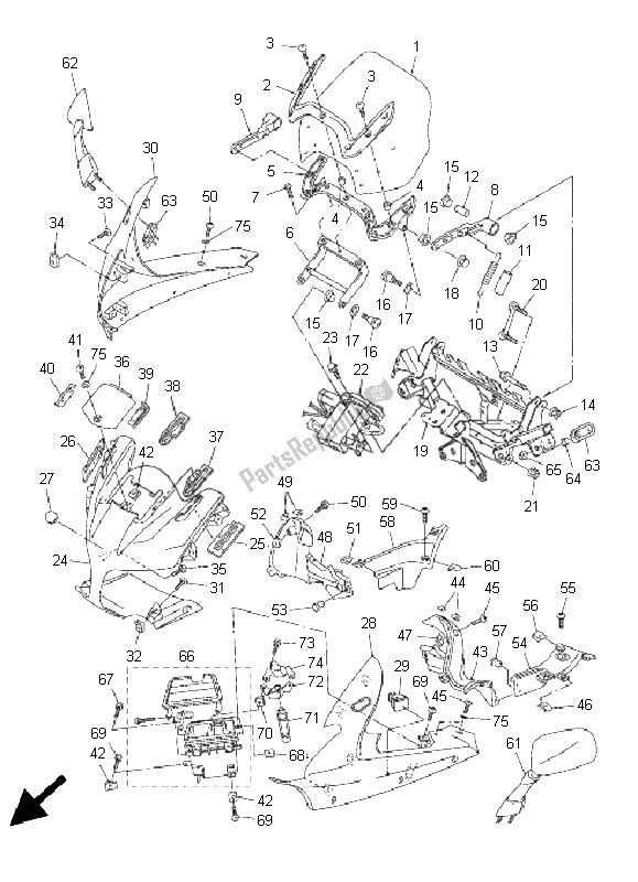 Todas las partes para Carenado 1 de Yamaha FJR 1300 2005