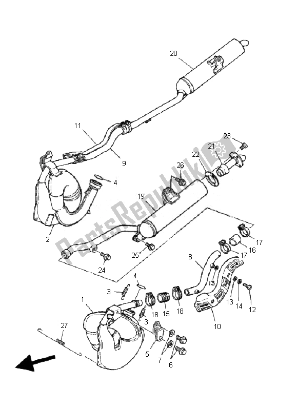 Wszystkie części do Wydechowy Yamaha YFZ 350 Banshee 2007