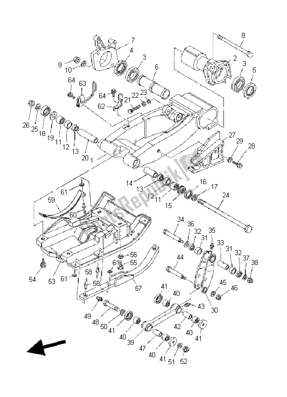 All parts for the Rear Arm of the Yamaha YFM 660R 2003