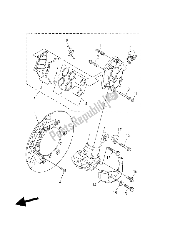 Todas las partes para Pinza De Freno Delantero de Yamaha YZ 426F 2002