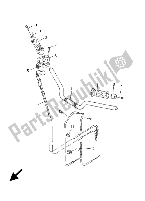 Todas las partes para Manija De Dirección Y Cable de Yamaha FZS 600S Fazer 2001