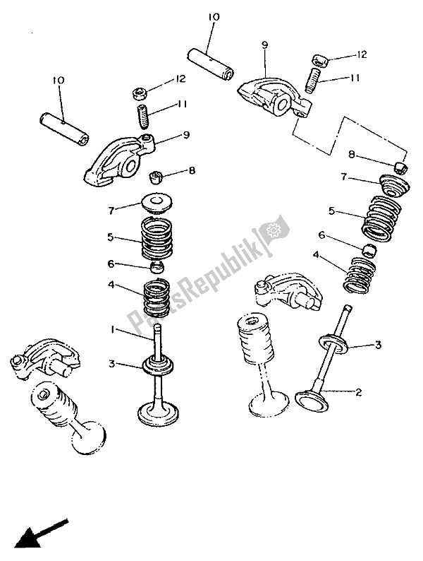 Toutes les pièces pour le Soupape du Yamaha XV 535 SE Virago 1988