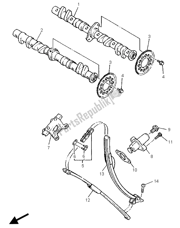 Toutes les pièces pour le Arbre à Cames Et Chaîne du Yamaha YZF 600R Thundercat 1996