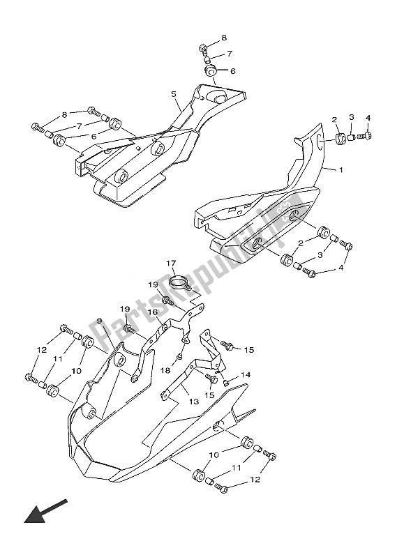 All parts for the Side Cover 2 of the Yamaha XJ6 SA 600 2016