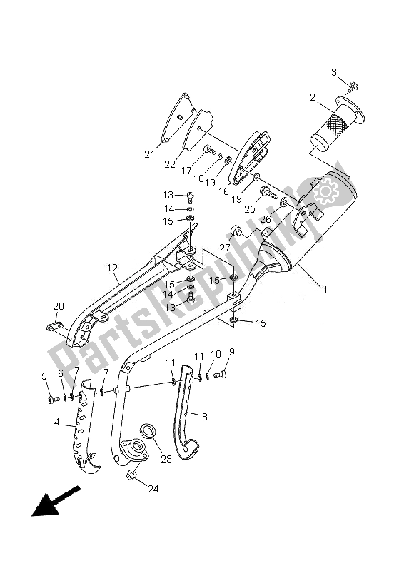 Alle onderdelen voor de Uitlaat van de Yamaha TT R 50E 2013