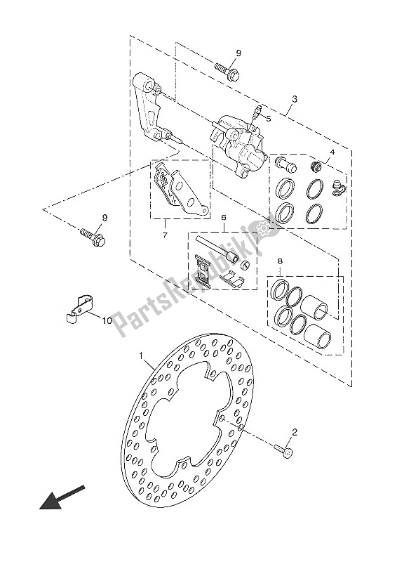 All parts for the Front Brake Caliper of the Yamaha YP 250R 2016