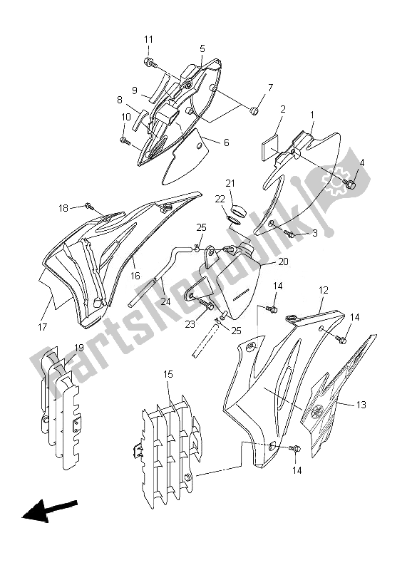 Tutte le parti per il Coperchio Laterale del Yamaha WR 450F 2007