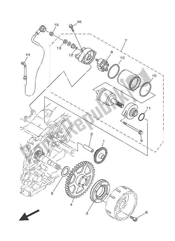 All parts for the Starter of the Yamaha XP 500 2016