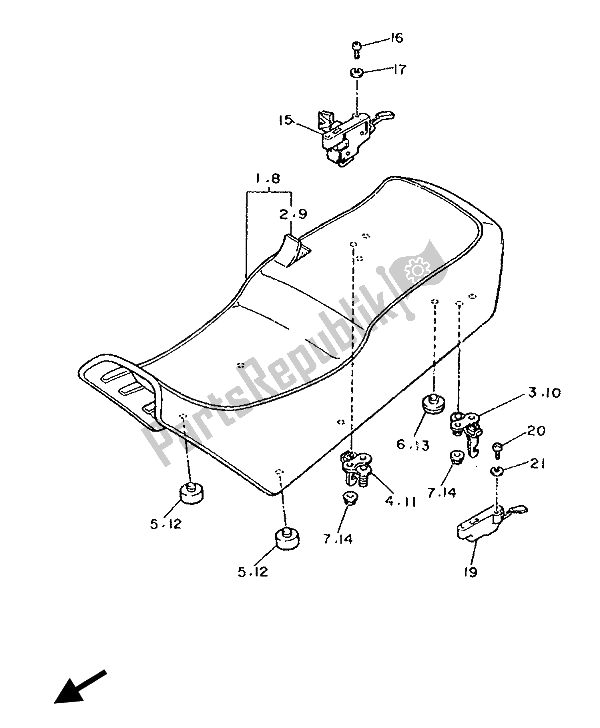 All parts for the Seat of the Yamaha FJ 1200 1986