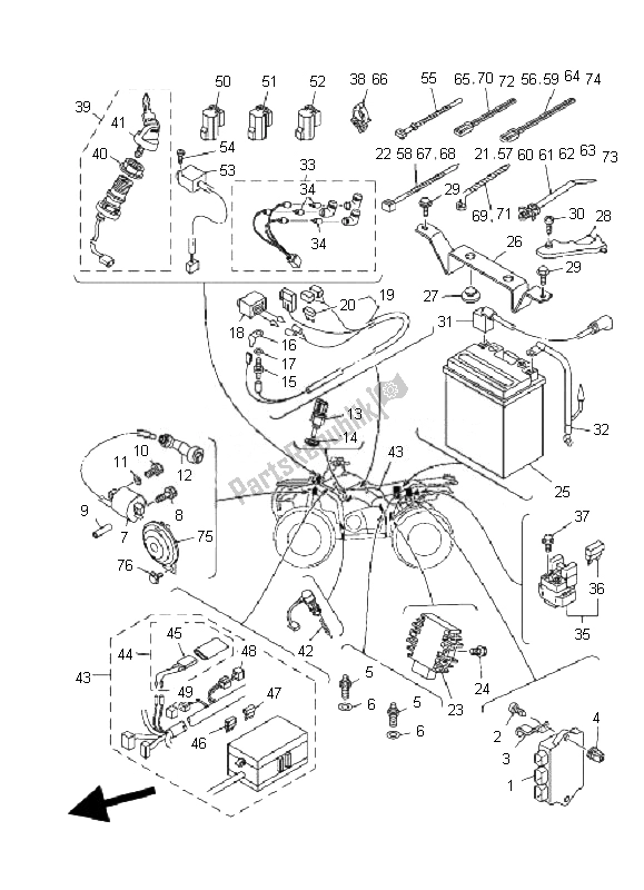 All parts for the Electrical 1 of the Yamaha YFM 350F Grizzly 2X4 2007