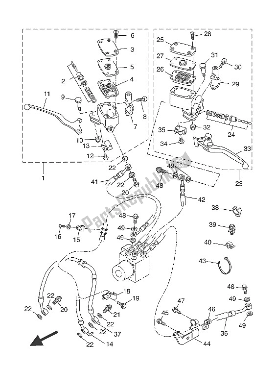 All parts for the Front Master Cylinder of the Yamaha YP 400 RA 2016