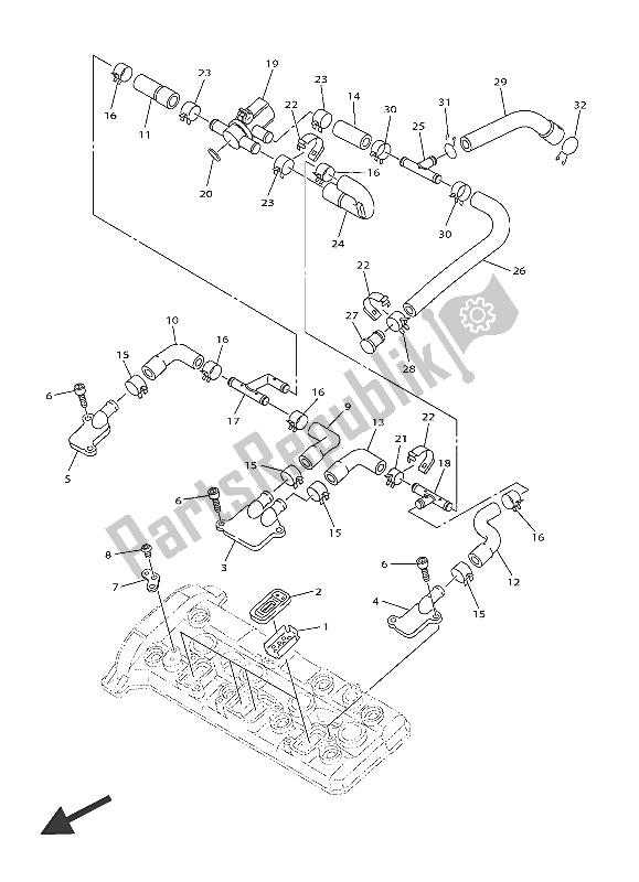 Alle onderdelen voor de Lucht Inductie Systeem van de Yamaha FJR 1300 PA 2016
