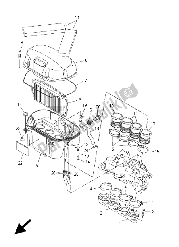 Toutes les pièces pour le Admission du Yamaha FZ6 N 600 2005