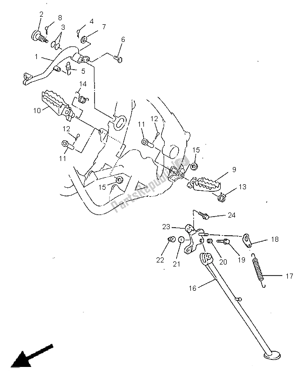 Tutte le parti per il Stand E Poggiapiedi del Yamaha WR 400F 1999