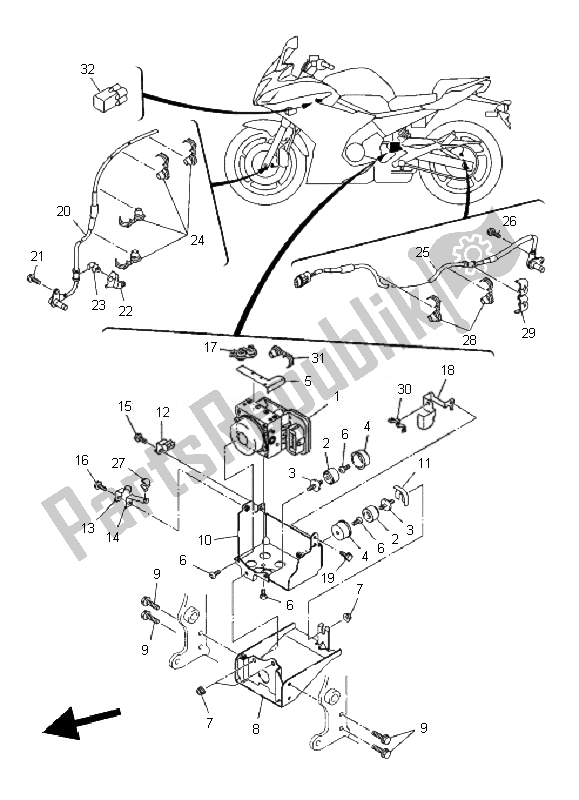 Wszystkie części do Elektryczny 3 Yamaha XJ6 FA 600 2010