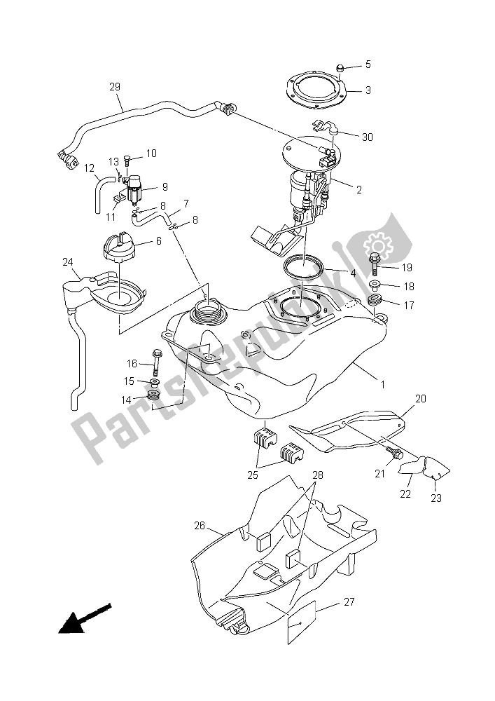Tutte le parti per il Serbatoio Di Carburante del Yamaha YFM 700 Fwad Grizzly EPS 2015
