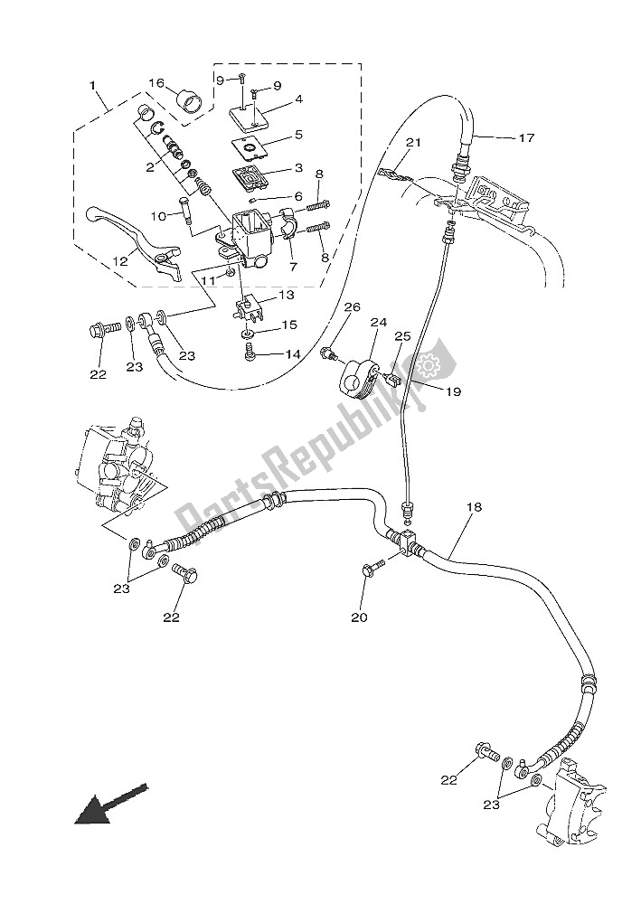 Wszystkie części do Przedni Cylinder G?ówny (dla Dpbse) Yamaha YFM 700R 2016