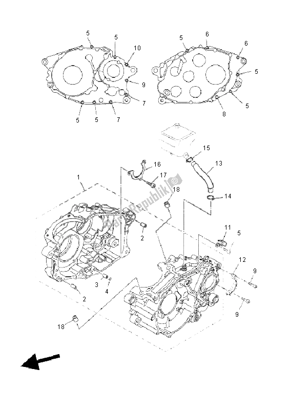 All parts for the Crankcase of the Yamaha XT 660 ZA Tenere SE 2011