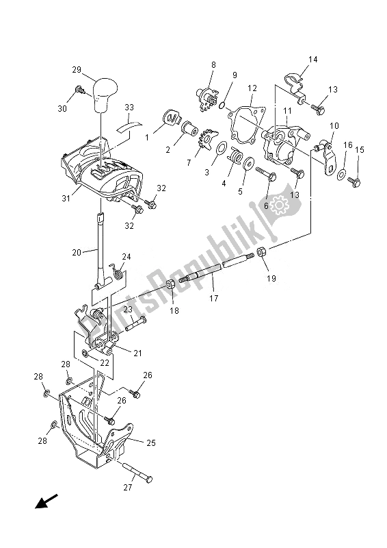 All parts for the Shift Shaft of the Yamaha YFM 450 Fgpd Grizzly 4X4 2013