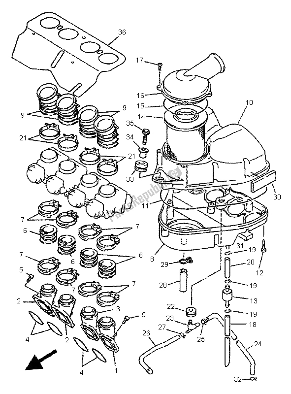 Toutes les pièces pour le Admission du Yamaha XJ 600N 1997