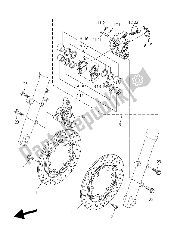 Todas las partes para Pinza De Freno Delantero de Yamaha TDM 900A 2009