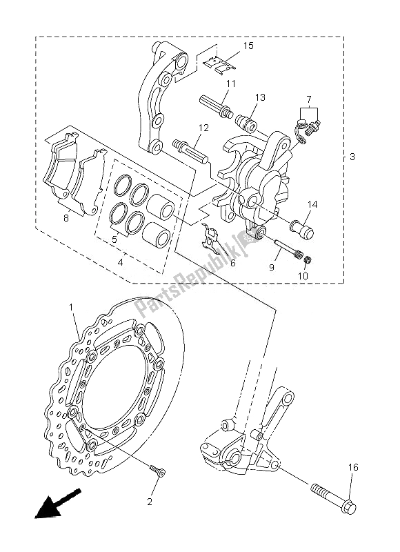 All parts for the Front Brake Caliper of the Yamaha YZ 250F 2013