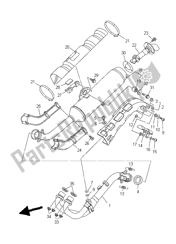 All parts for the Exhaust of the Yamaha YFM 700F Grizzly FI EPS 4X4 2010