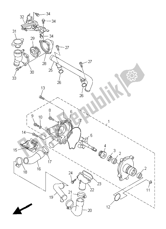 Tutte le parti per il Pompa Dell'acqua del Yamaha FJR 1300A 2015
