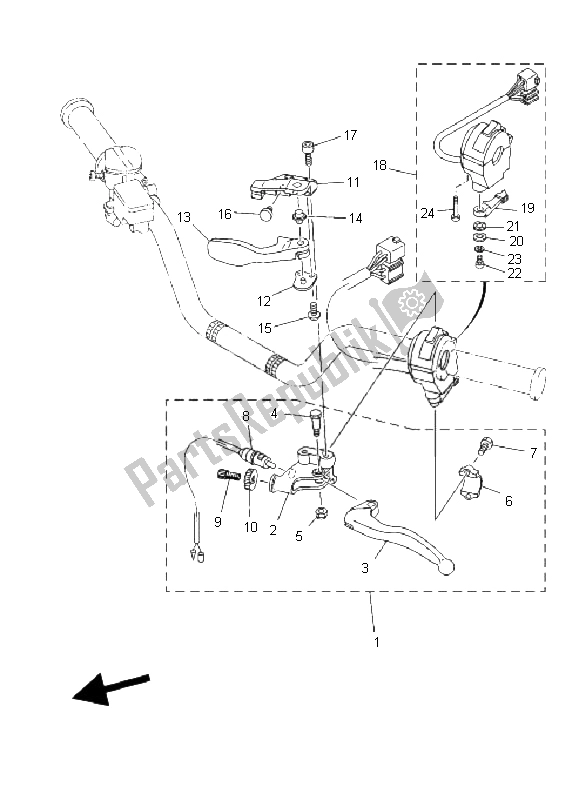 All parts for the Handle Switch & Lever of the Yamaha YFM 350R 2004