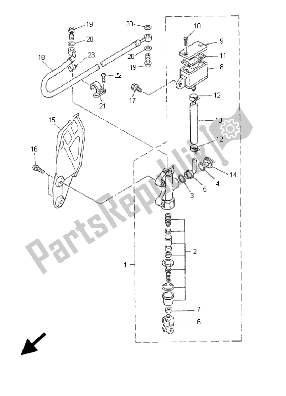 Todas as partes de Cilindro Mestre Traseiro do Yamaha YZ 426F 2001