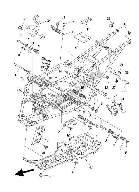 All parts for the Frame of the Yamaha YFM 350X Wolverine 2X4 2008