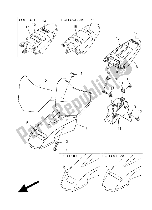 All parts for the Fender of the Yamaha TT R 50E 2012