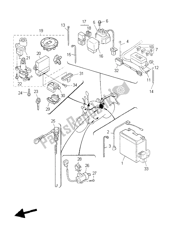 Alle onderdelen voor de Elektrisch 2 van de Yamaha XJR 1300 2006