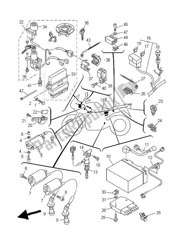 Todas las partes para Eléctrico 1 de Yamaha TDM 900A 2009