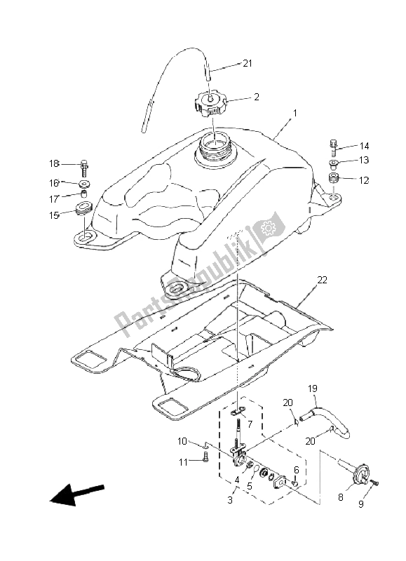 All parts for the Fuel Tank of the Yamaha YFM 350F Grizzly 4X4 2008